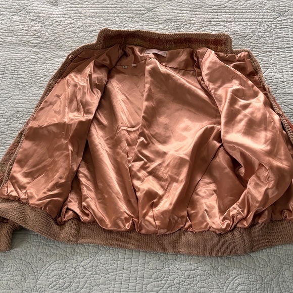 Vintage Bomber Jacket with Knit Exterior and Satin Lining - Picture 5 of 6